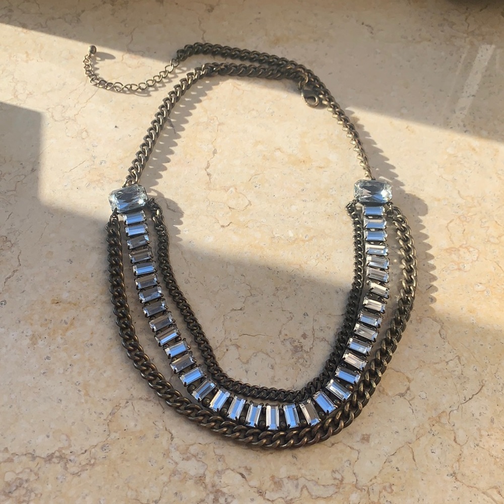 Vintage Statement Chain and Rhinestone Necklace